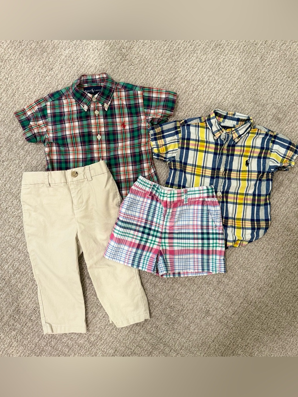Lot of 4 Assorted Ralph Lauren Toddler Boys’ Bundle Plaid Logo Clothing, 12M